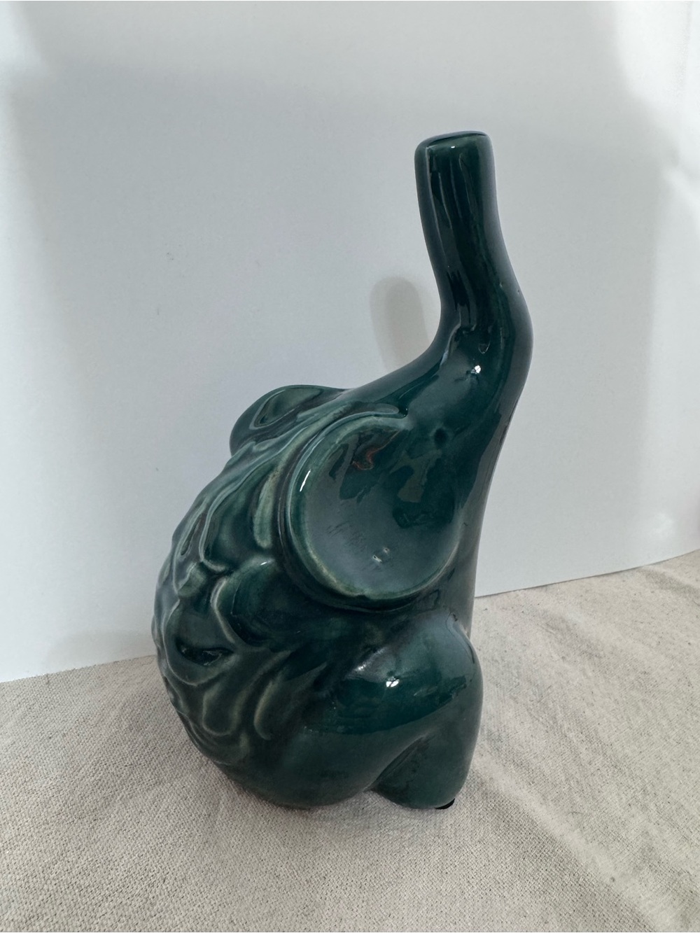 Dark Green Ceramic Elephant Statue